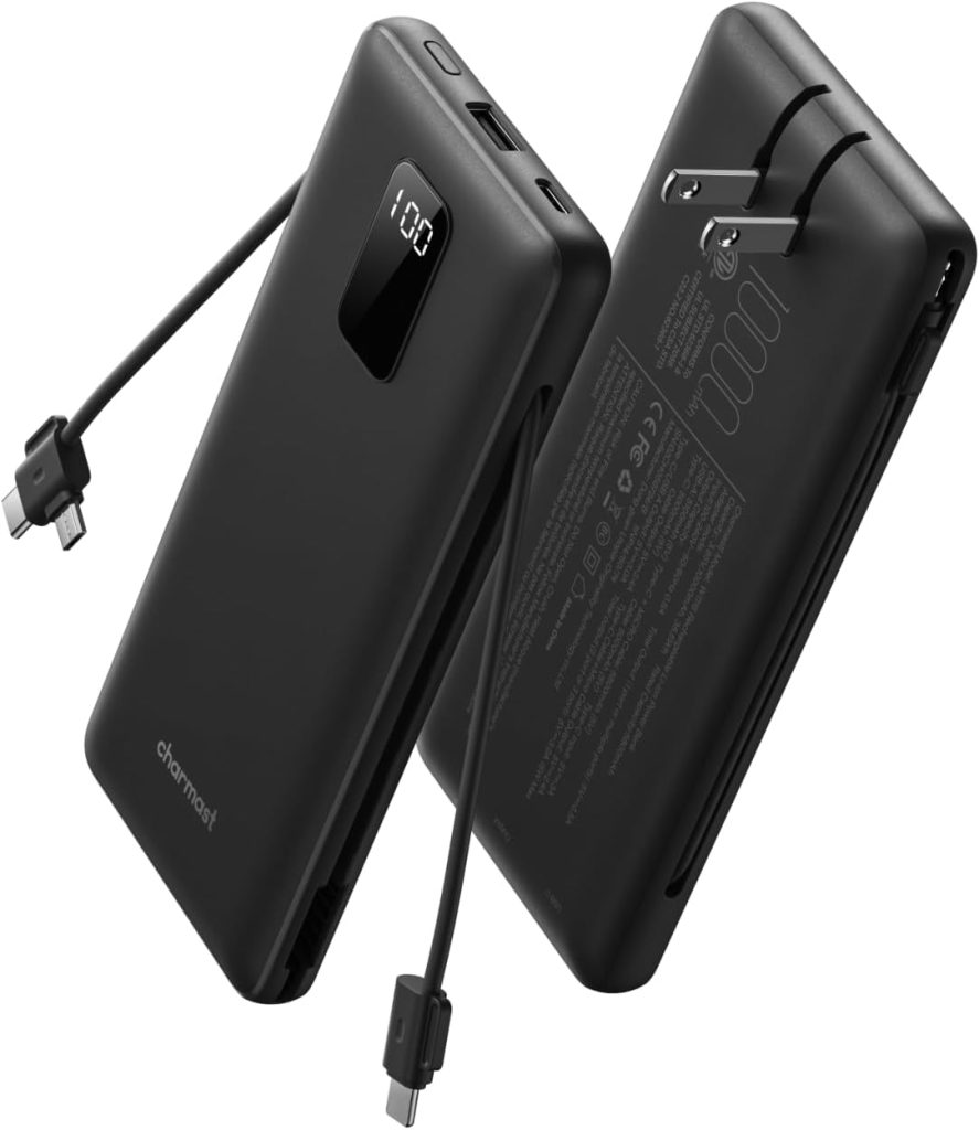 charmast Portable Charger Power Bank 10000mAh with Built-in AC Wall Plug