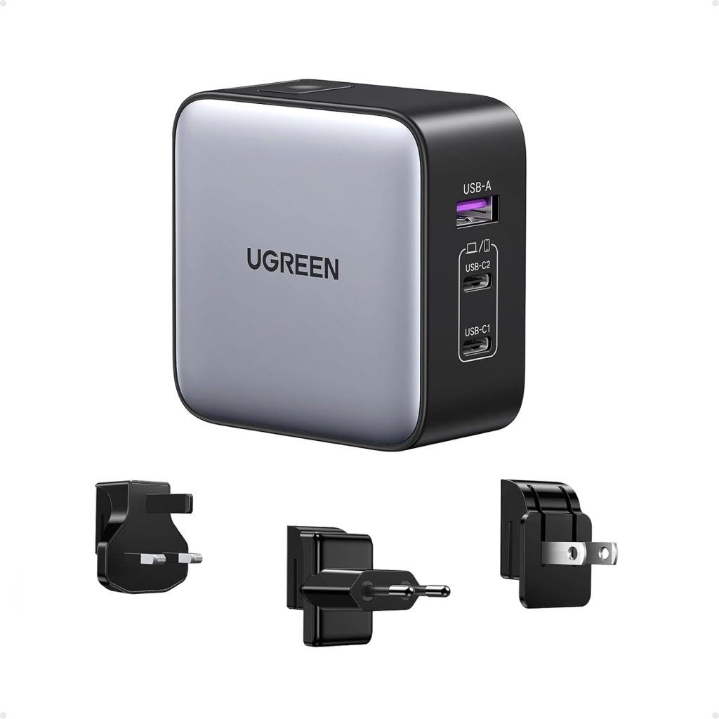 UGREEN 65W USB C Travel Adapter, 3-Port GaN International Charger