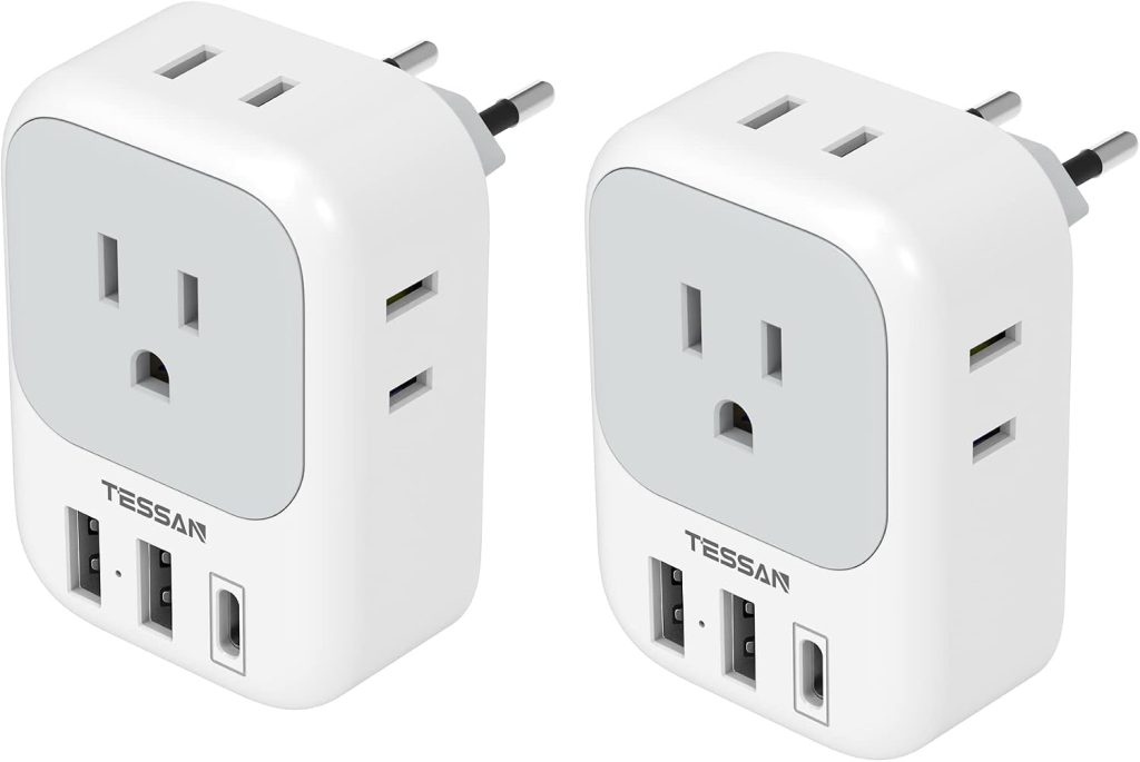 TESSAN European Travel Plug Adapter 2 Pack, Type C Plug