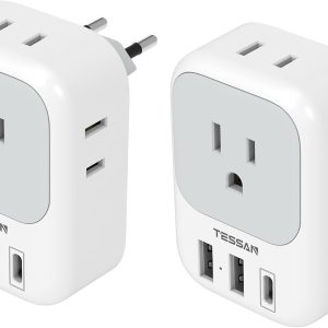 TESSAN European Travel Plug Adapter 2 Pack, Type C Plug