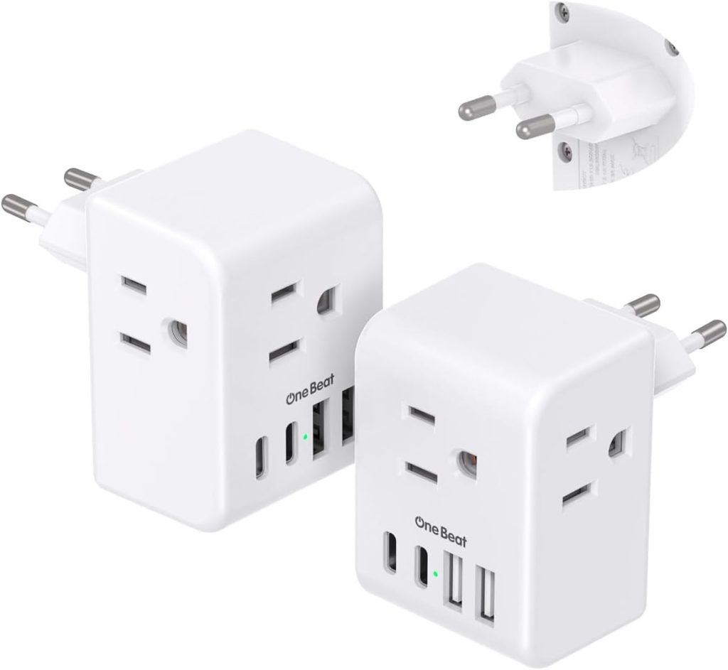 2 Pack European Travel Plug Adapter, Type C Plug Adapter Travel Essentials