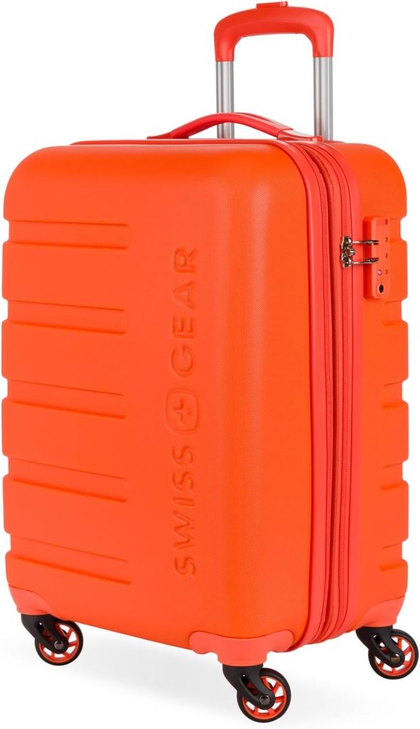 SWISSGEAR Signature Hardside Expandable Carry-On Spinner Luggage, ABS Construction, TSA-Friendly Lock, and Built-In Cupholder, Orange, 19-Inch