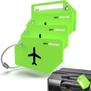 Untethered Luggage Tags for Suitcases, 4-Pack, Bag ID Tags, Green