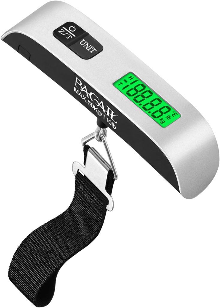 BAGAIL Digital Luggage Scale, 110lbs Hanging Baggage Scale with Backlit LCD Display, Portable Suitcase Weighing Scale, Travel Luggage Weight Scale with Hook, Strong Straps for Travelers