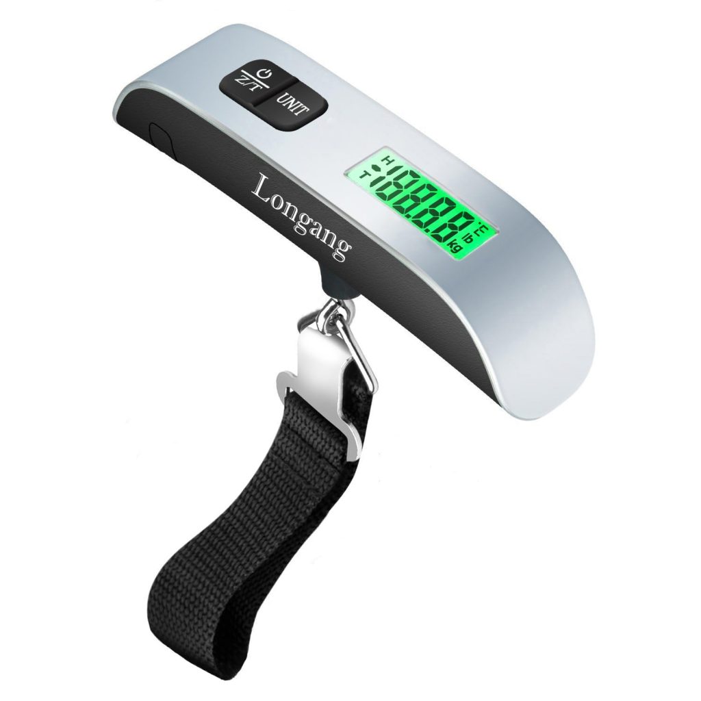 Longang Digital Hanging Luggage Scale with Backlit for Travel, Portable Handheld Suitcase Weight Scale with Hook, 110 Pounds, Battery Included