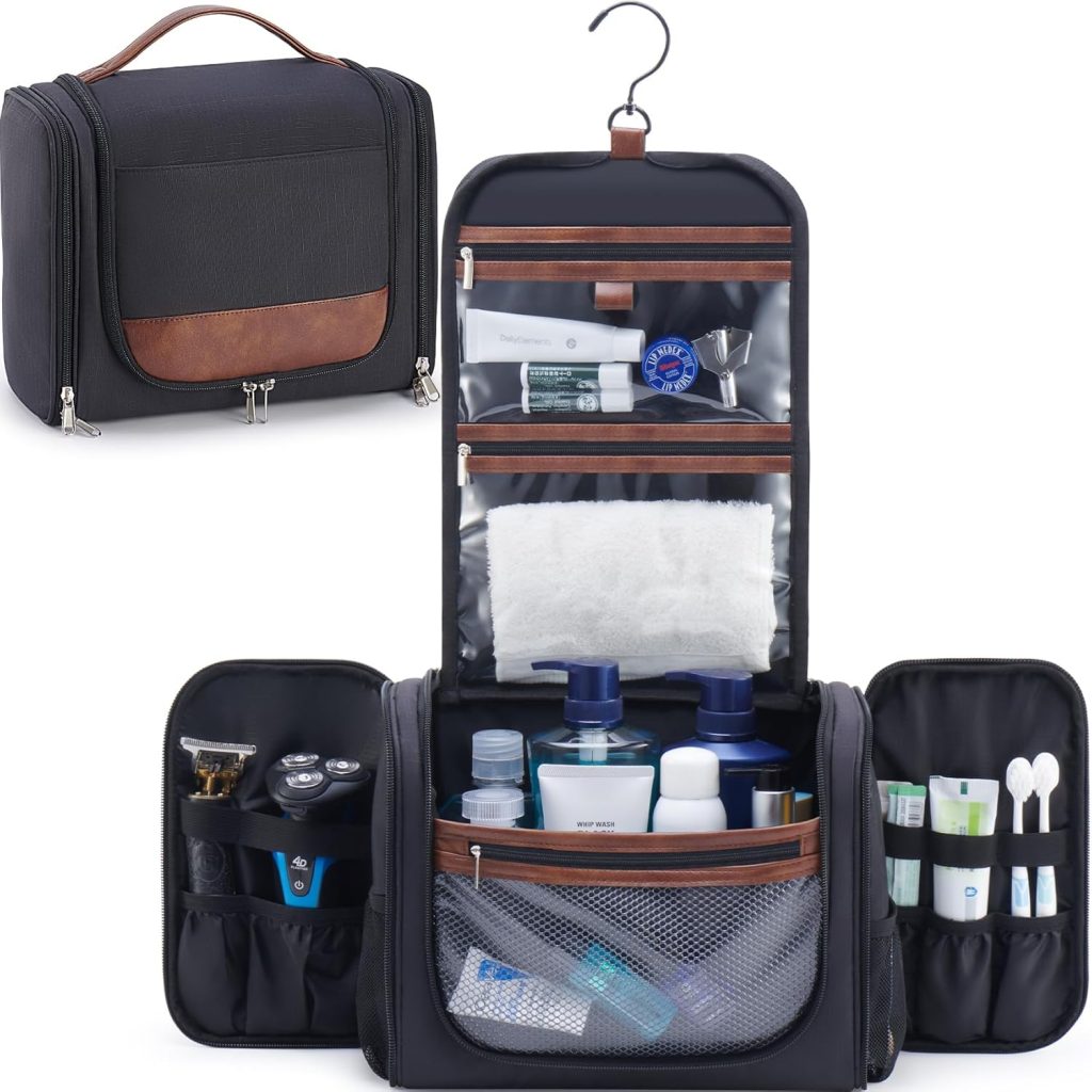 Toiletry Bag for Men, Large Hanging Travel Toiletry Bag, Black