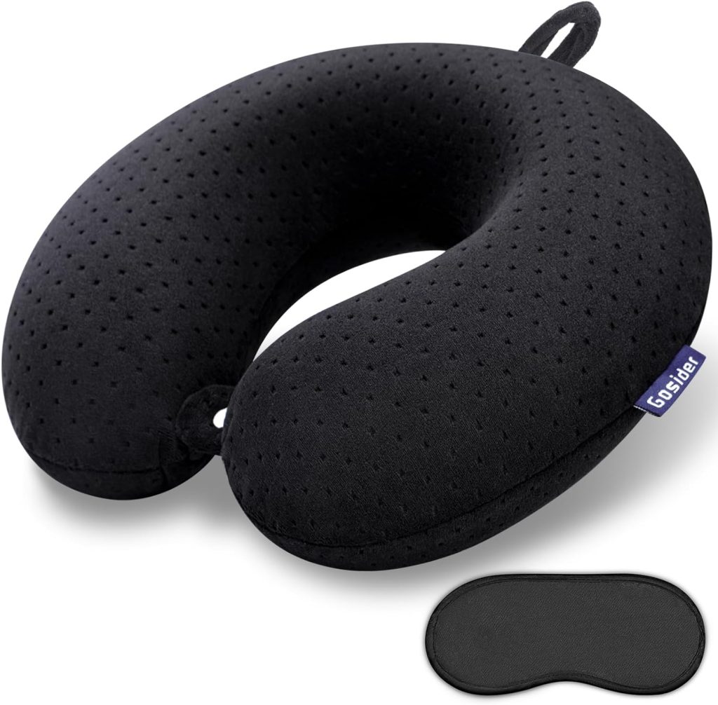 Black Travel Neck Pillow U Shape Memory Foam Airplane Pillow Soft