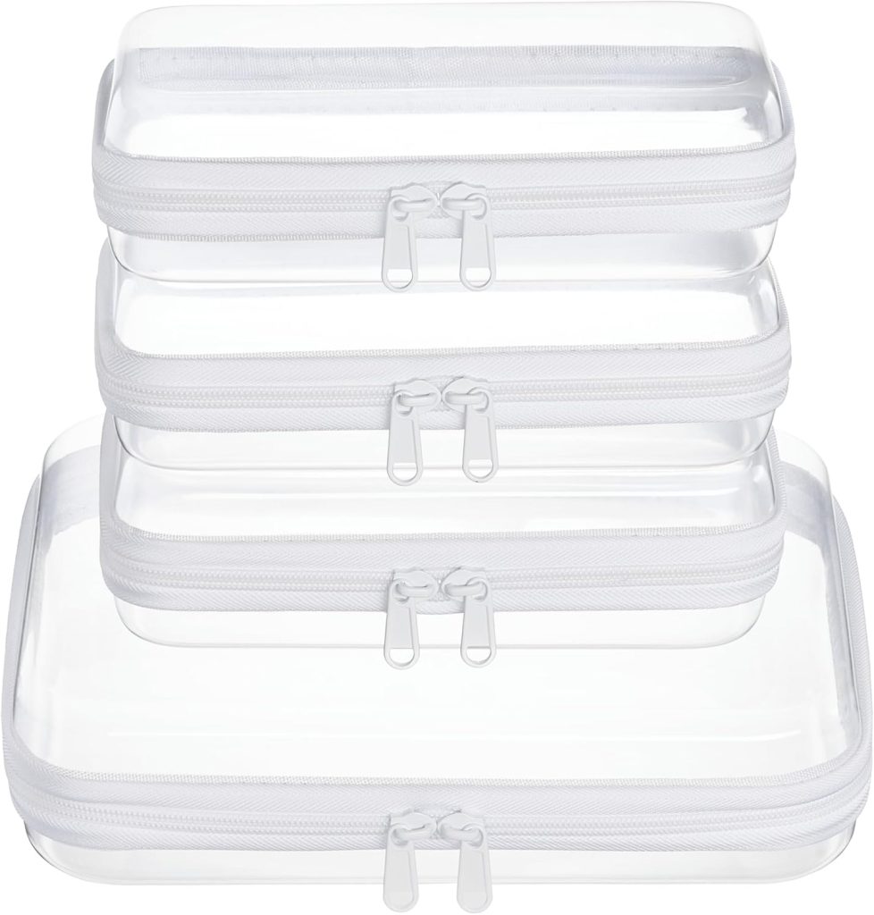Clear Zipper Pouches, Hard Shell Zipper Case (M+3S)