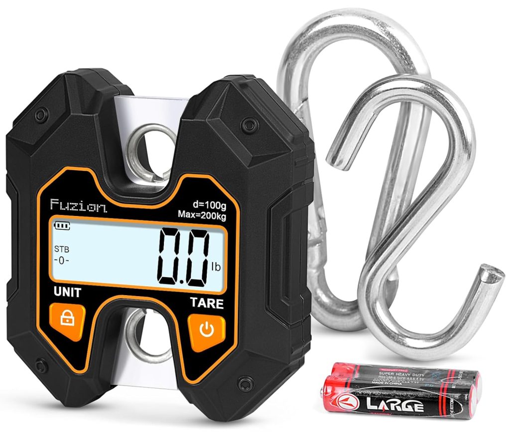 Fuzion Hanging Scale 440lb/200kg, Mini Crane Scale, Snap-Fit Lifting Ring