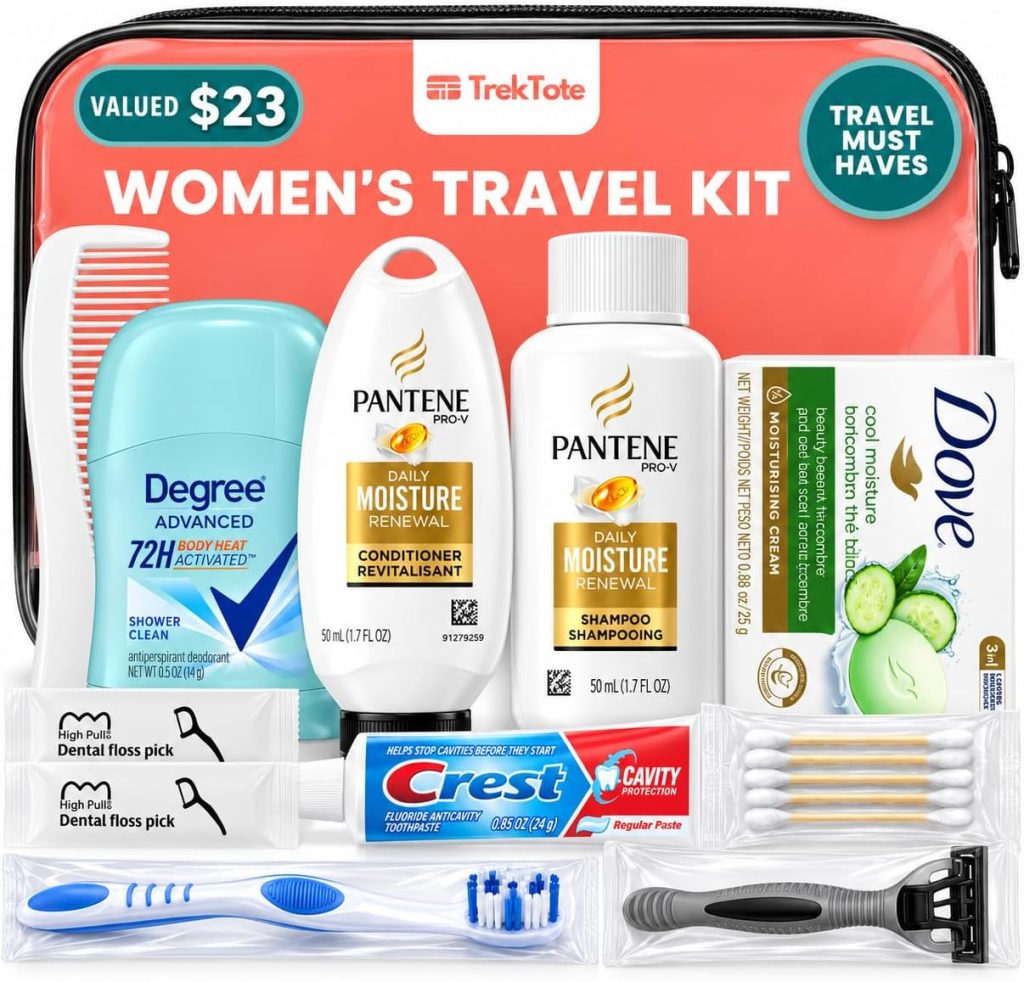 Travel Essentials Kit For Women Includes Name Brand Travel Size Toiletries