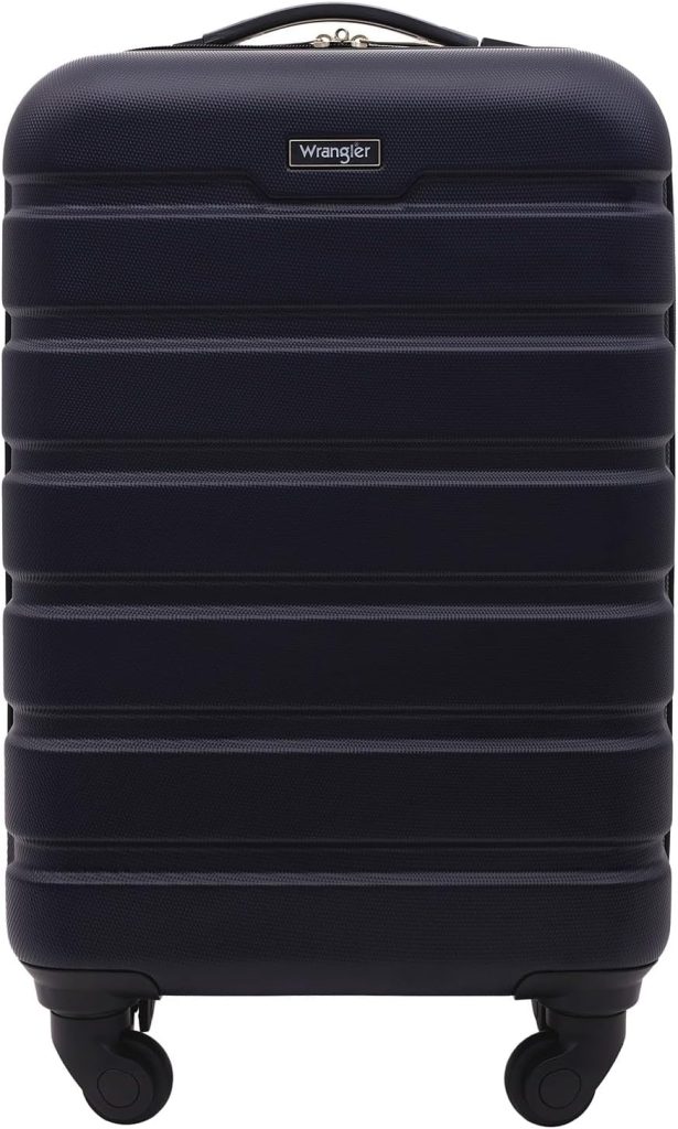 Wrangler 21.5" Spinner Carry-On Luggage, Navy Blue