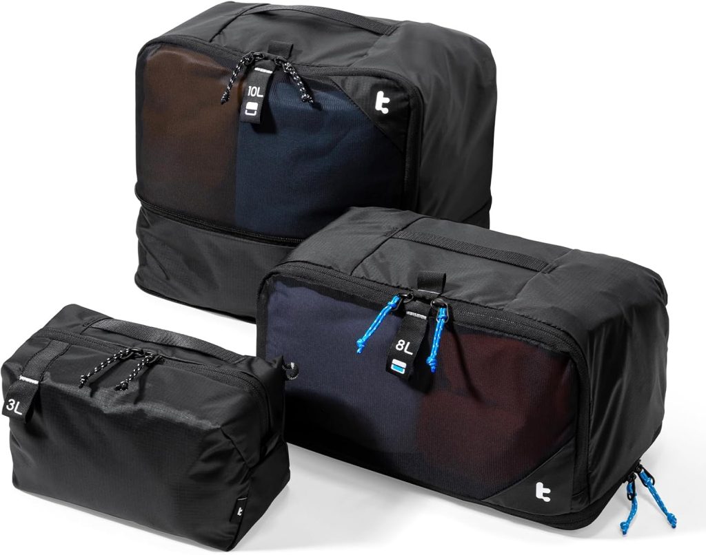 tomtoc 3 Set Packing Cubes for Travel, Compression Expandable Organizers