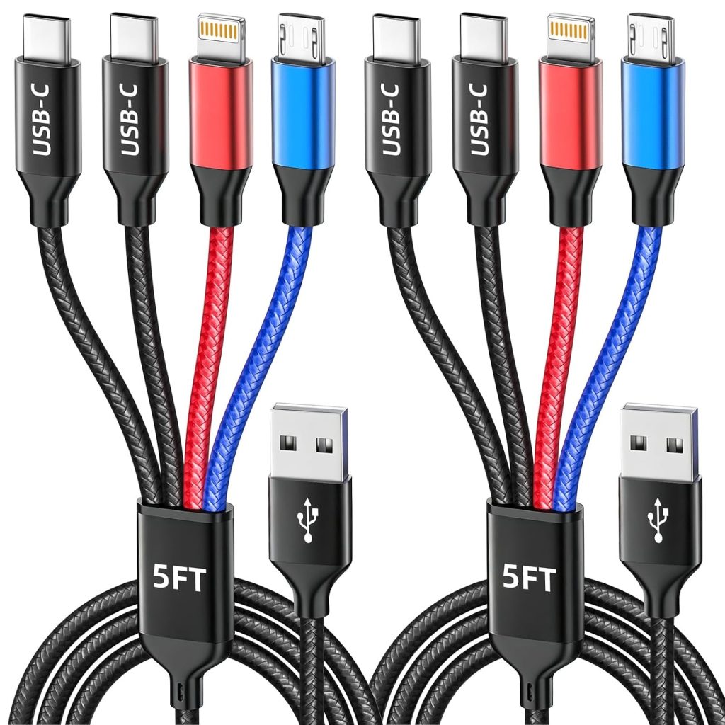 Dual USB-C 4 in 1 Multi Charging Cable, Charging Cords for Multiple Devices