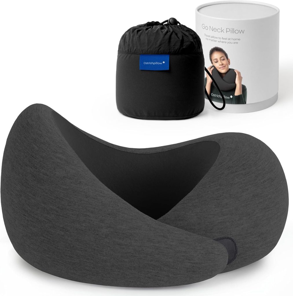 Ostrichpillow GO Travel Pillow, 360° Premium Memory Foam Support, Patented