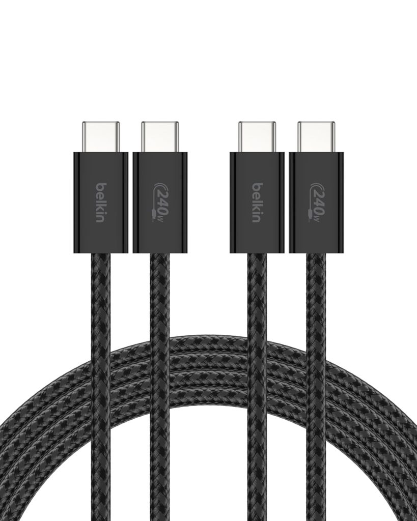 Belkin USB C to USB C 240W Cable 2 Pack, 6.6ft Fast iPhone Charger Cord