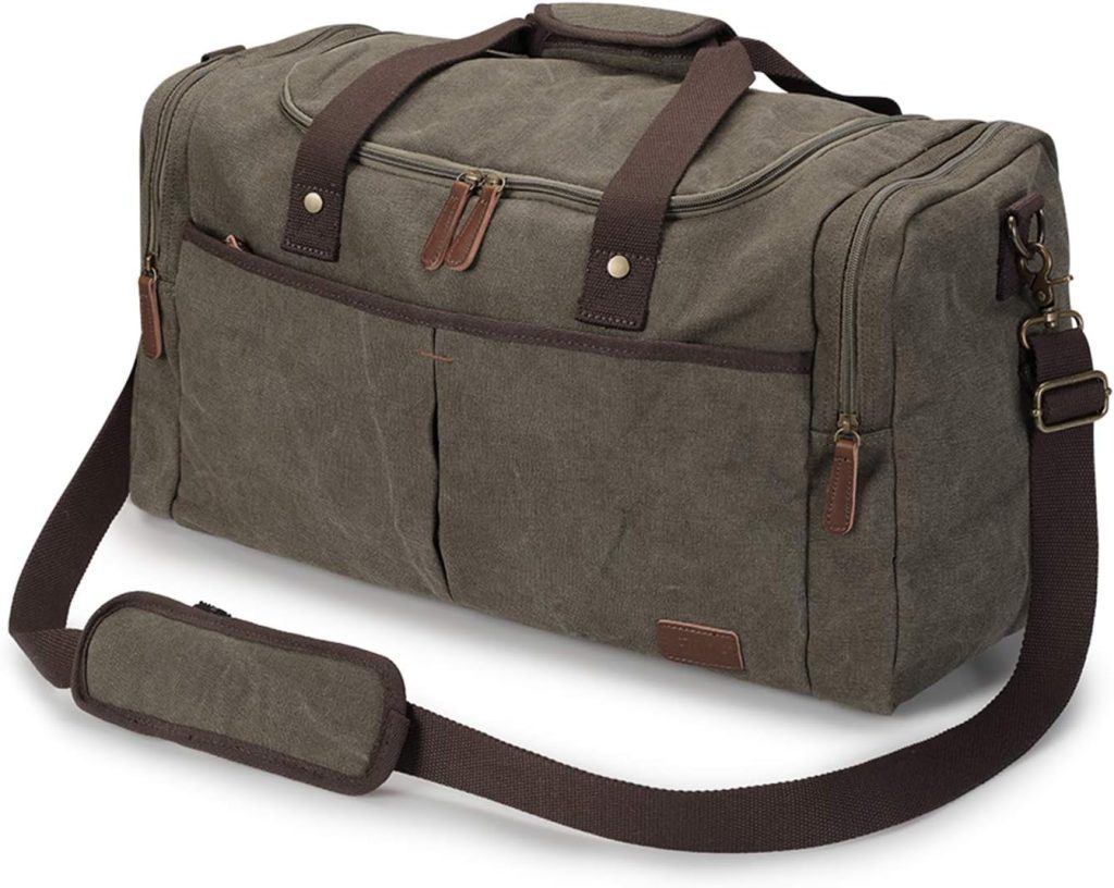 S-ZONE Canvas Duffel Bag for Travel Weekender Overnight Travel Bags for Men