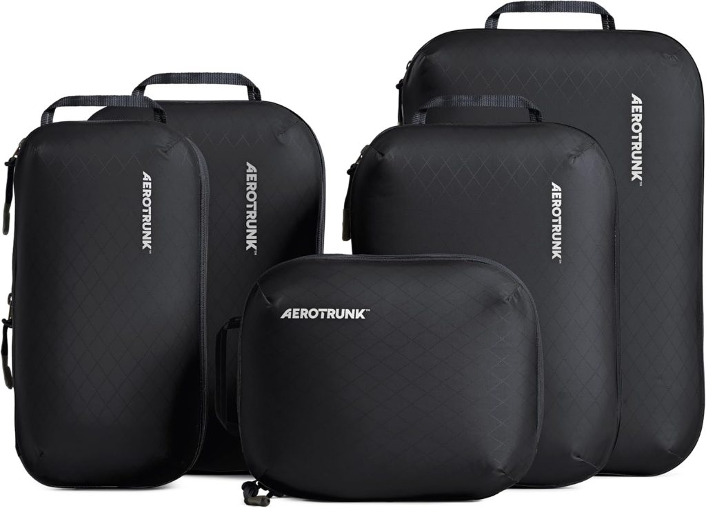 Ultralight Compression Packing Cubes for Travel, 6-Pack, Black
