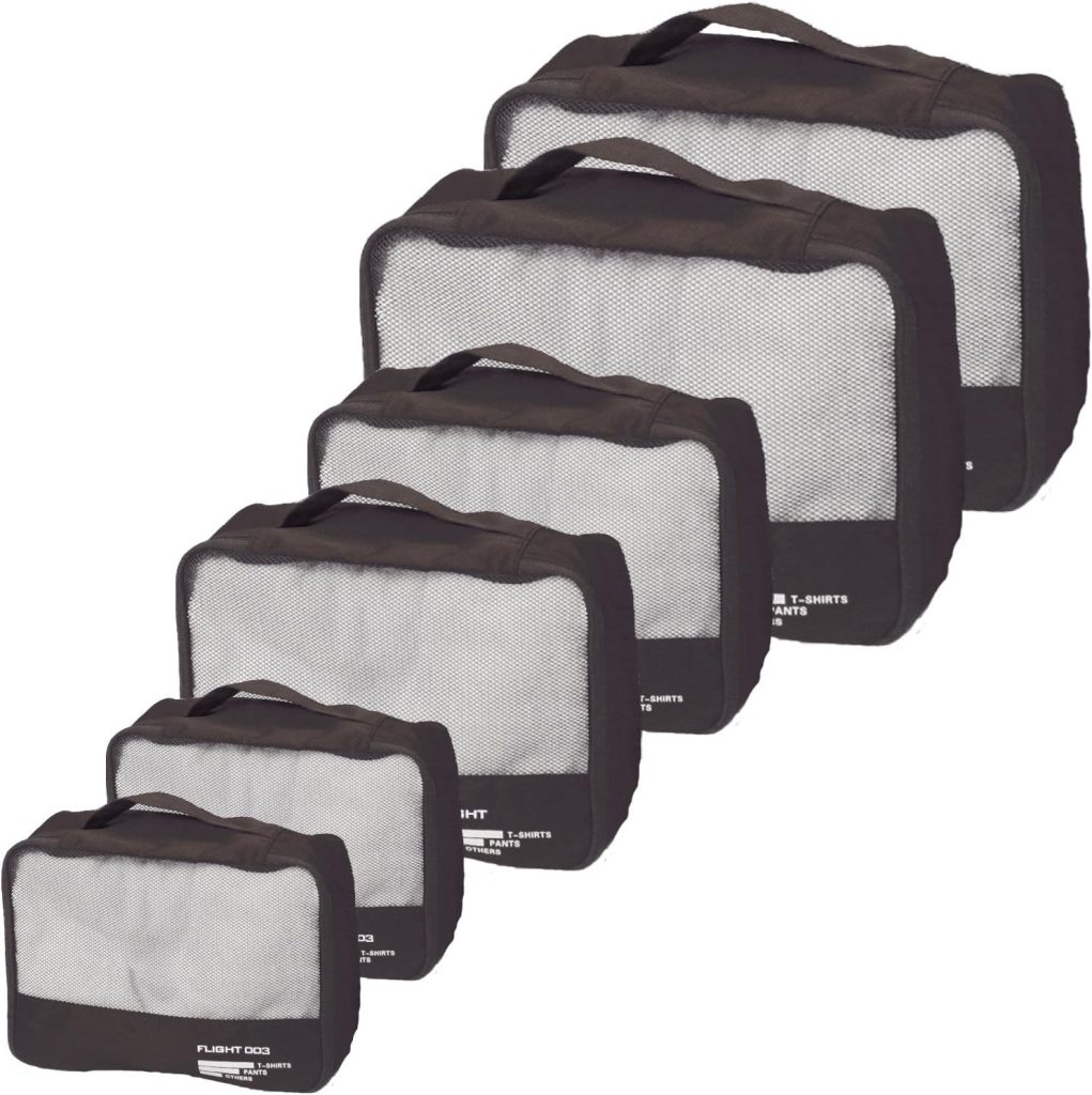 Packing Cubes Set Travel Luggage Organizers Suitcase Lightweight Accessories Black