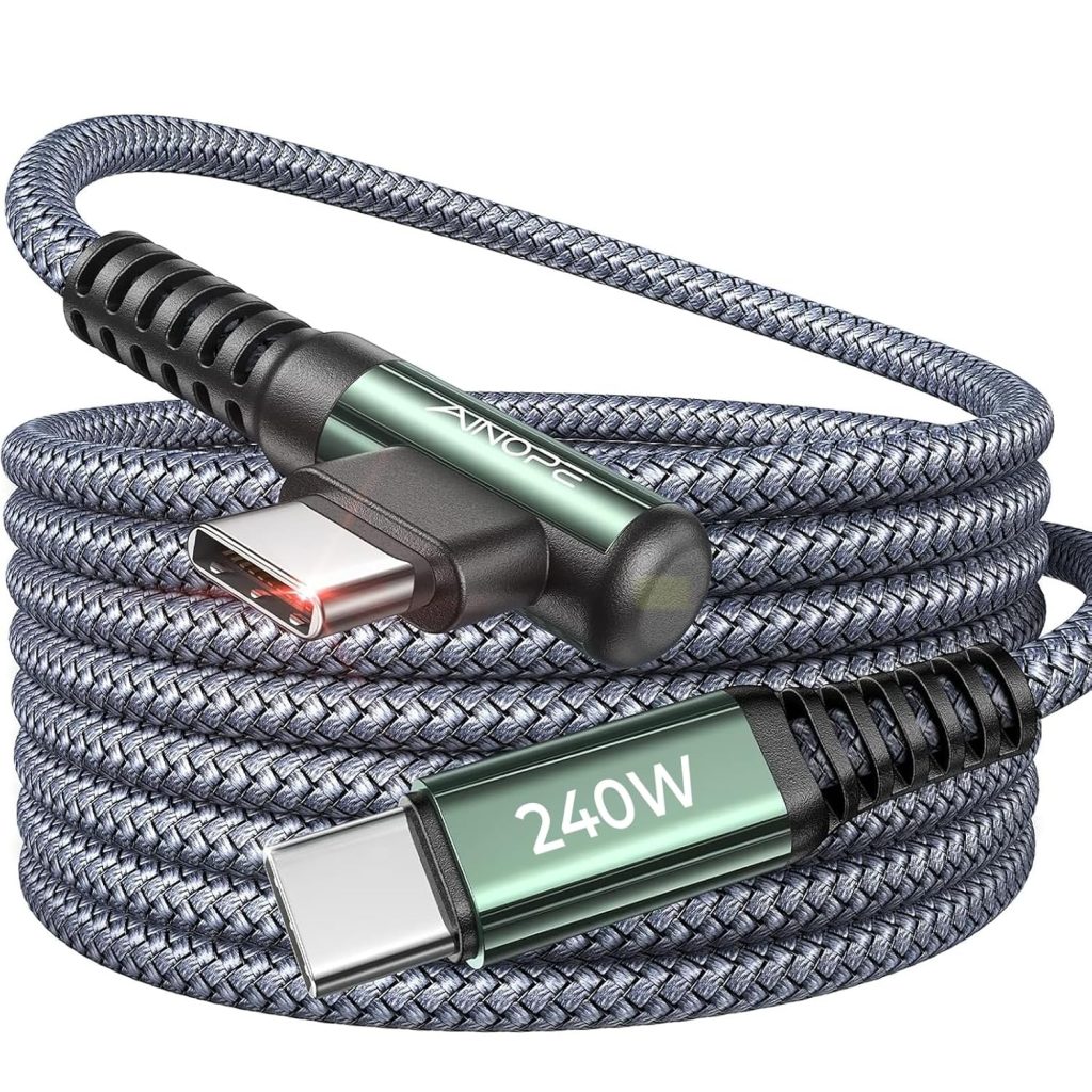 AINOPE 240W USB C to USB C Cable [10FT] Right Angle C to C Cable