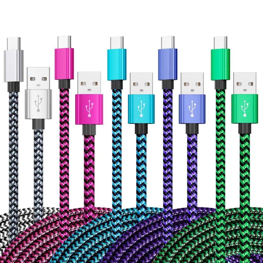 Teeind USB C Cable 6ft 5Pack, 3A Fast Charging Nylon Braided Type C Cord