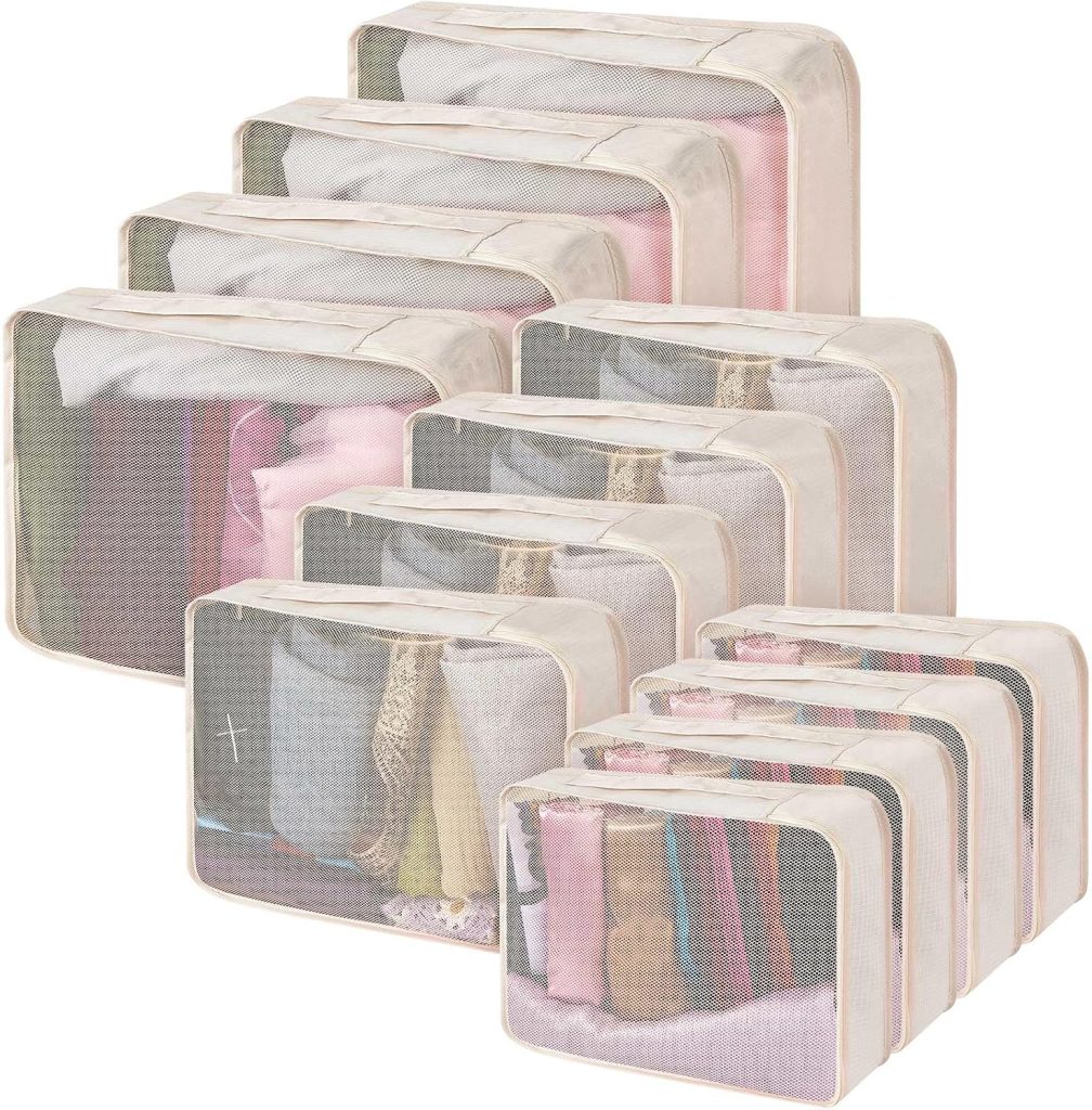 Silkfly 12 Pcs Packing Cubes for Travel,XL, L, M,Classic,Light Khaki