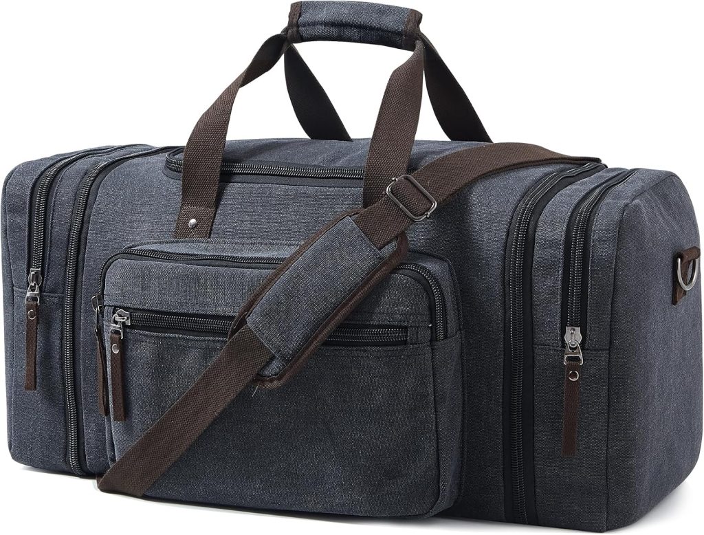 Large Canvas Duffle Bag for Travel, Expandable 55L Weekender bags