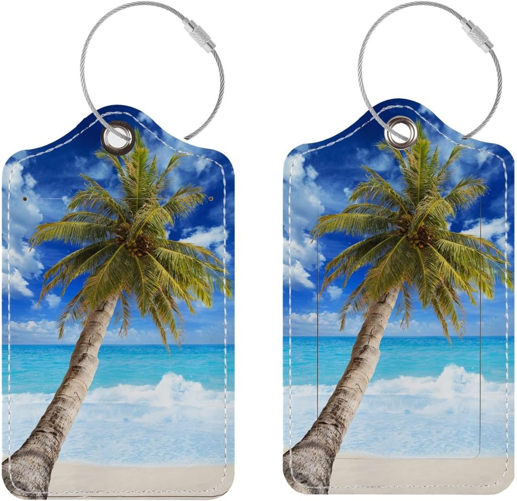 2 Pack Cute PU Leather Luggage Tags for Suitcases,Travel Essentials