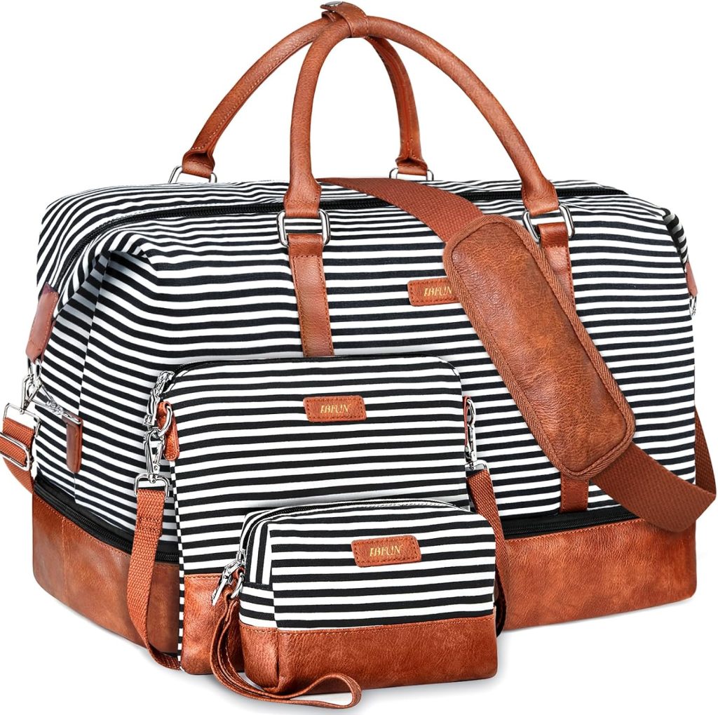 Weekender Bags for Women, 21" Travel Duffle Bag with Shoe Compartment