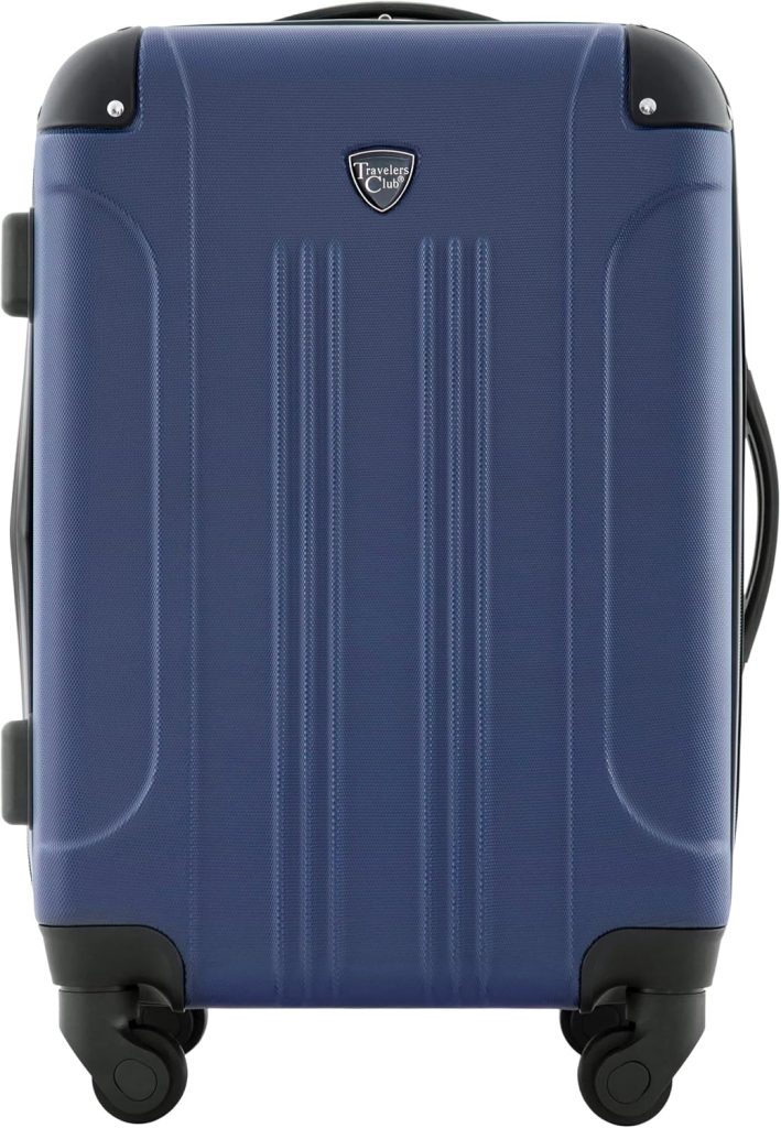Travelers Club Chicago Hardside Expandable Spinner Luggage, Navy Blue, 22" Carry-On