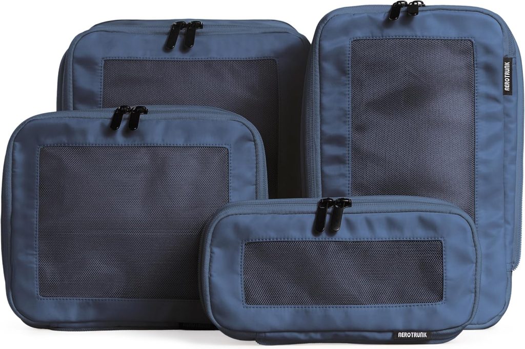 Compression Packing Cubes for Travel, 4-Pack, Dark Blue