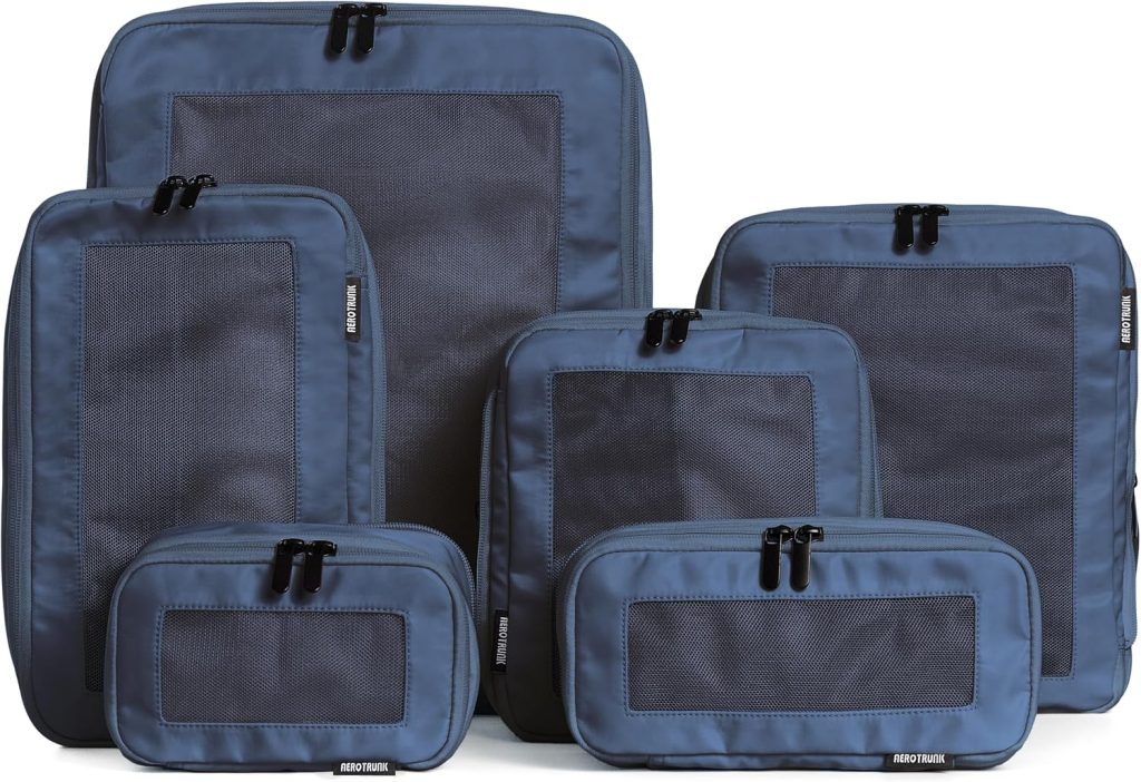 Compression Packing Cubes for Travel, 6-Pack, Dark Blue