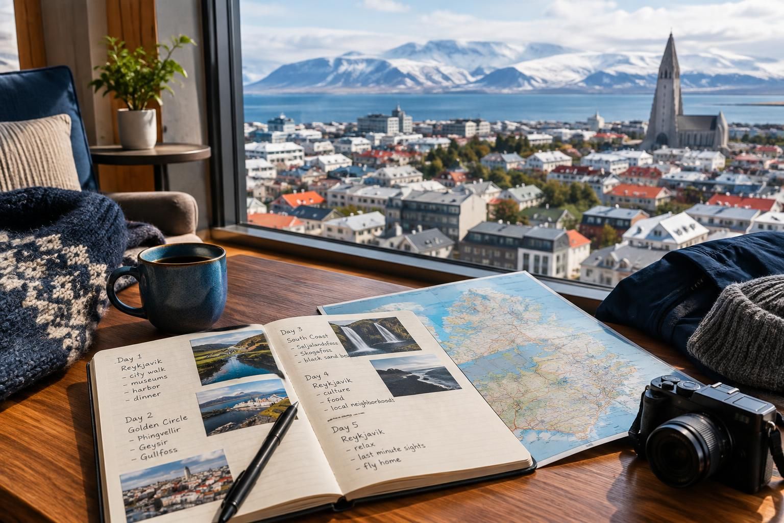 AI-generated travel illustration for Iceland Without a Road Trip: Planning a Five-Night Reykjavík-Based Stay