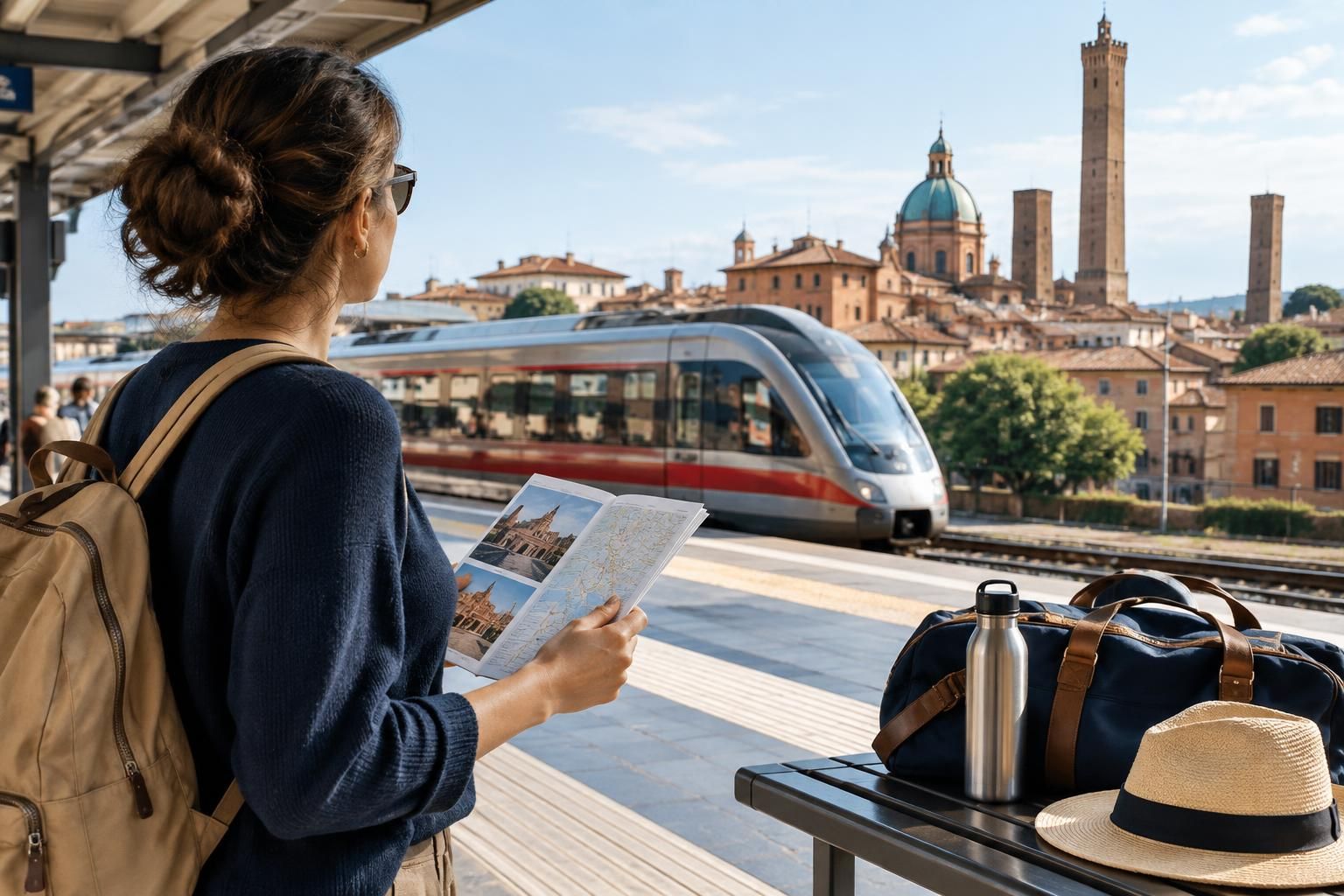 AI-generated travel illustration for Bologna as a Base: Planning a Rail-Focused Trip Through Emilia-Romagna