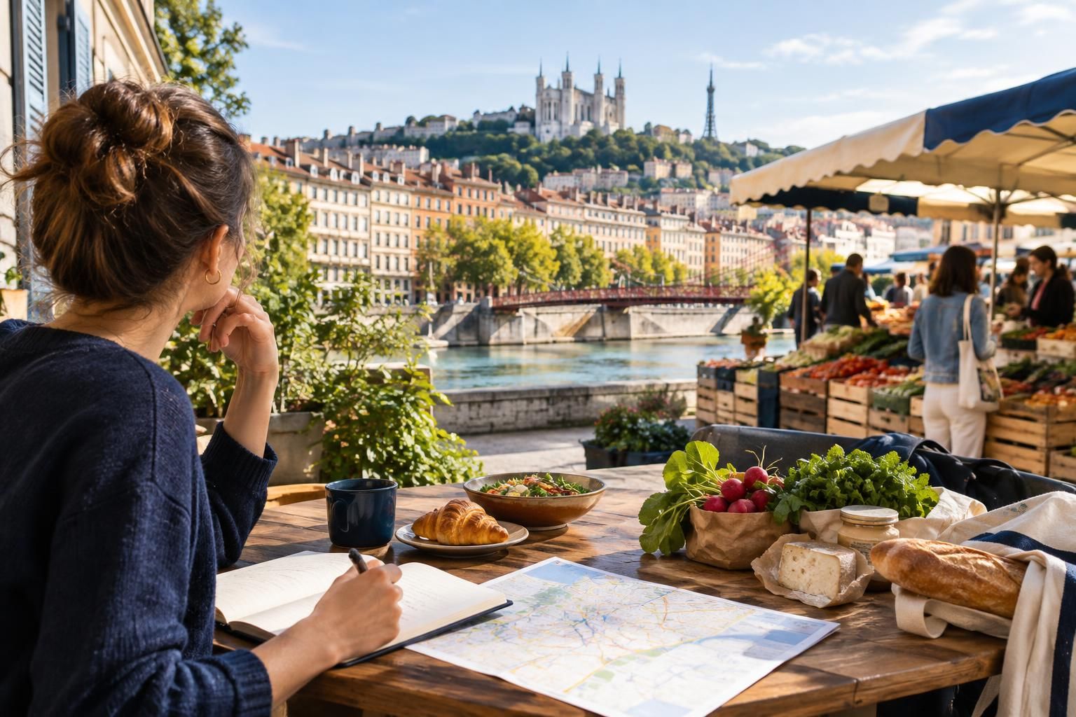 AI-generated travel illustration for Lyon Beyond Restaurant Reservations: Planning a Food-Focused City Break
