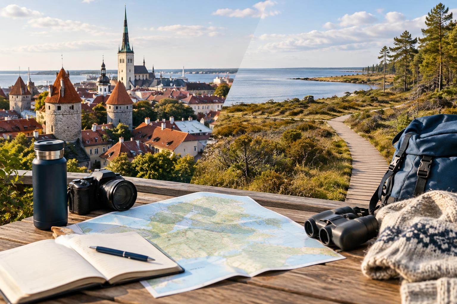 AI-generated travel illustration for Tallinn and Lahemaa: Planning a City-and-Countryside Week in Estonia