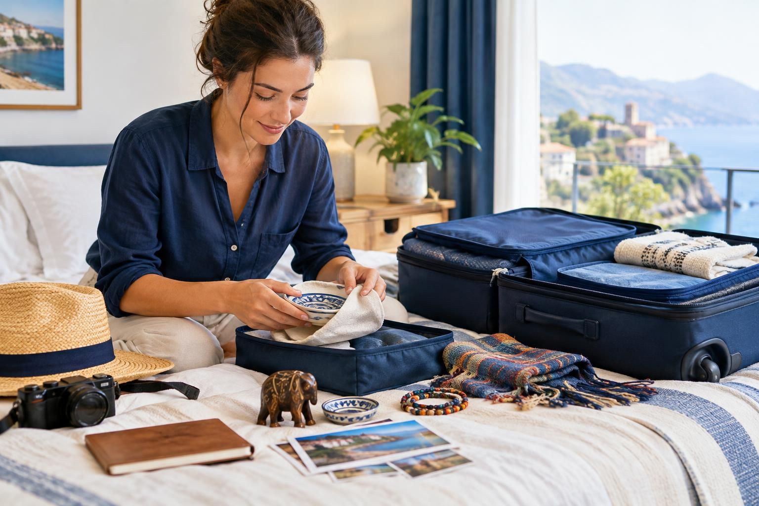 AI-generated travel illustration for How to Leave Room for Souvenirs Without Packing an Extra Suitcase
