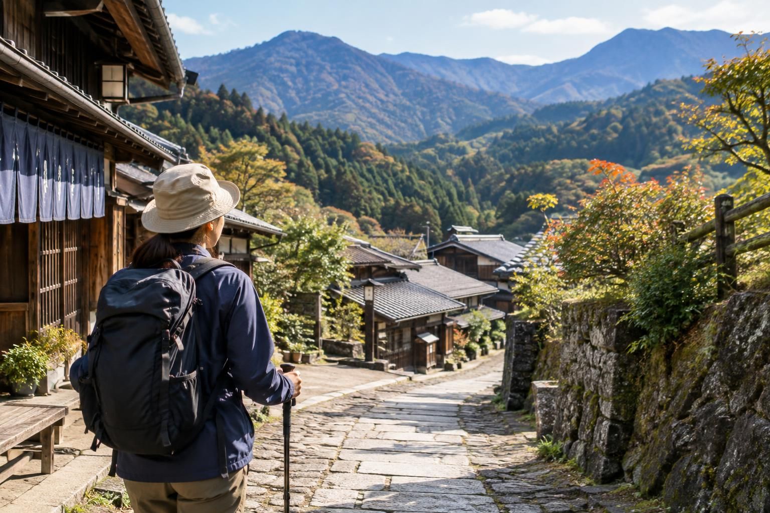 AI-generated travel illustration for Japan’s Kiso Valley: Planning a Short Walking Stay Between Historic Post Towns