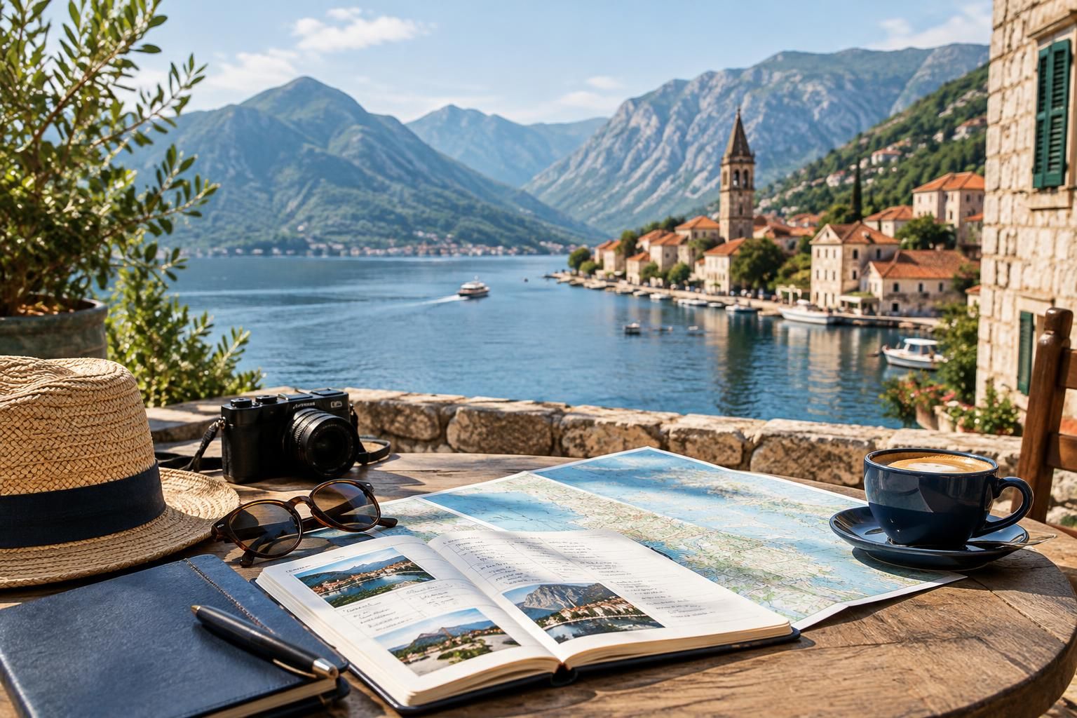 AI-generated travel illustration for The Bay of Kotor Without a Car: Choosing a Base and Planning a Five-Night Stay