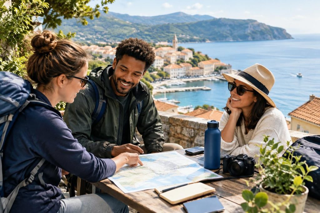 AI-generated travel illustration for How to Plan a Trip for Travelers With Different Energy Levels