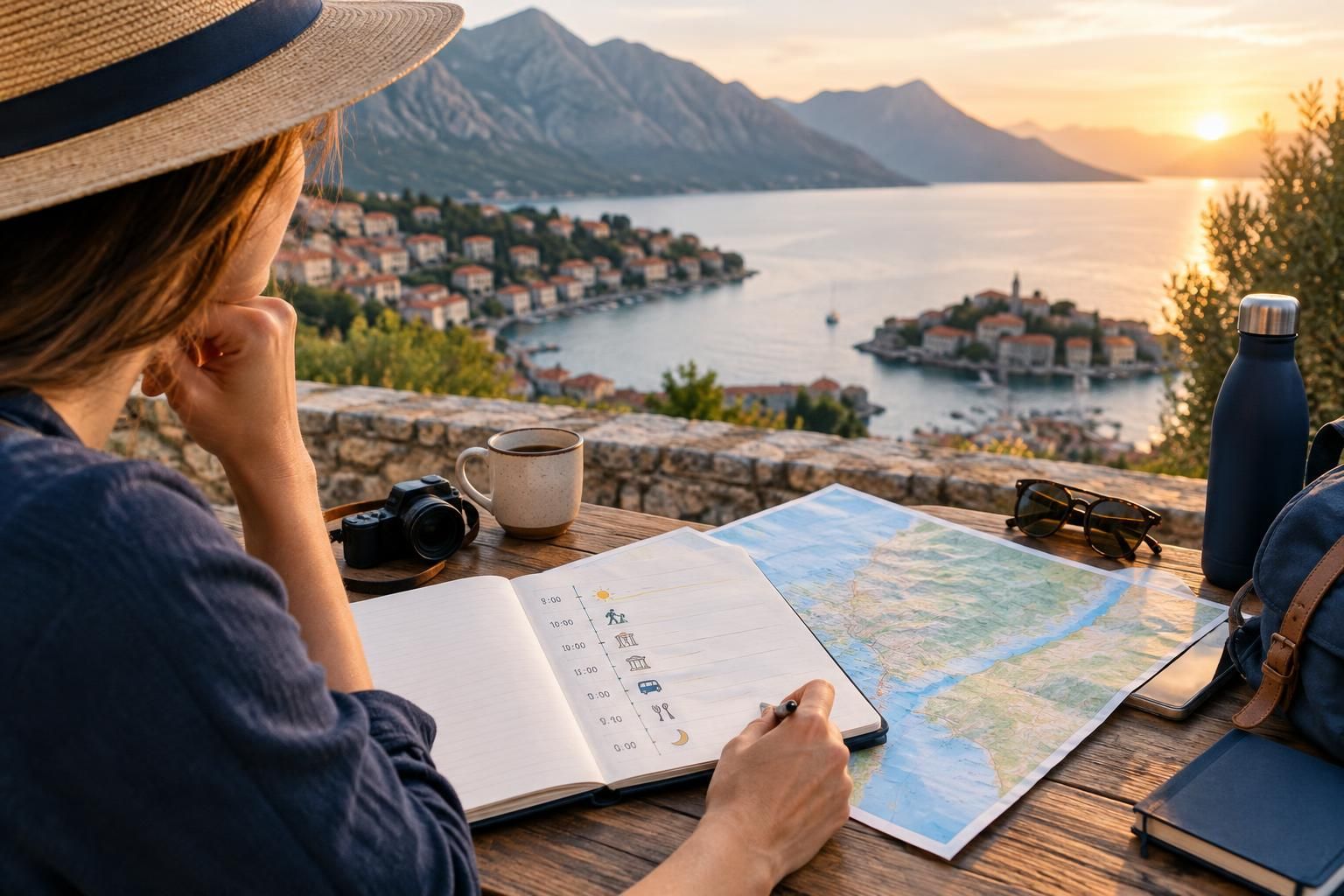 AI-generated travel illustration for How to Plan a Trip Around Daylight Hours