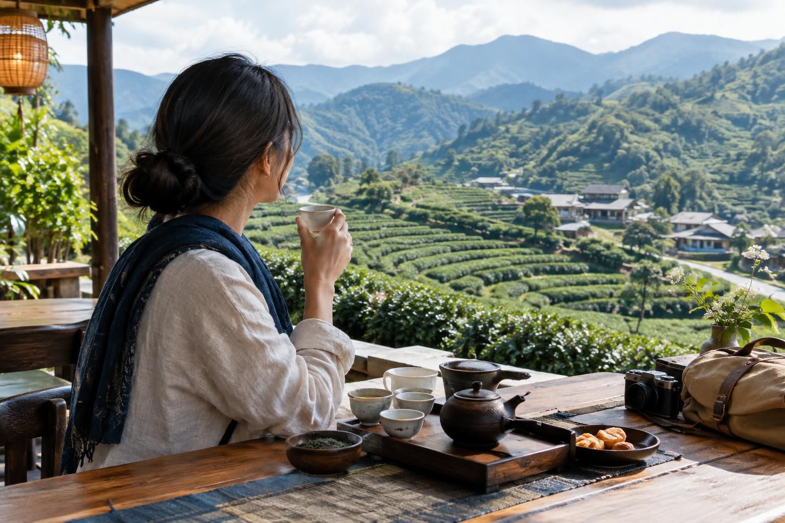 AI-generated travel illustration for How to Plan a Tea-Focused Trip to Taiwan