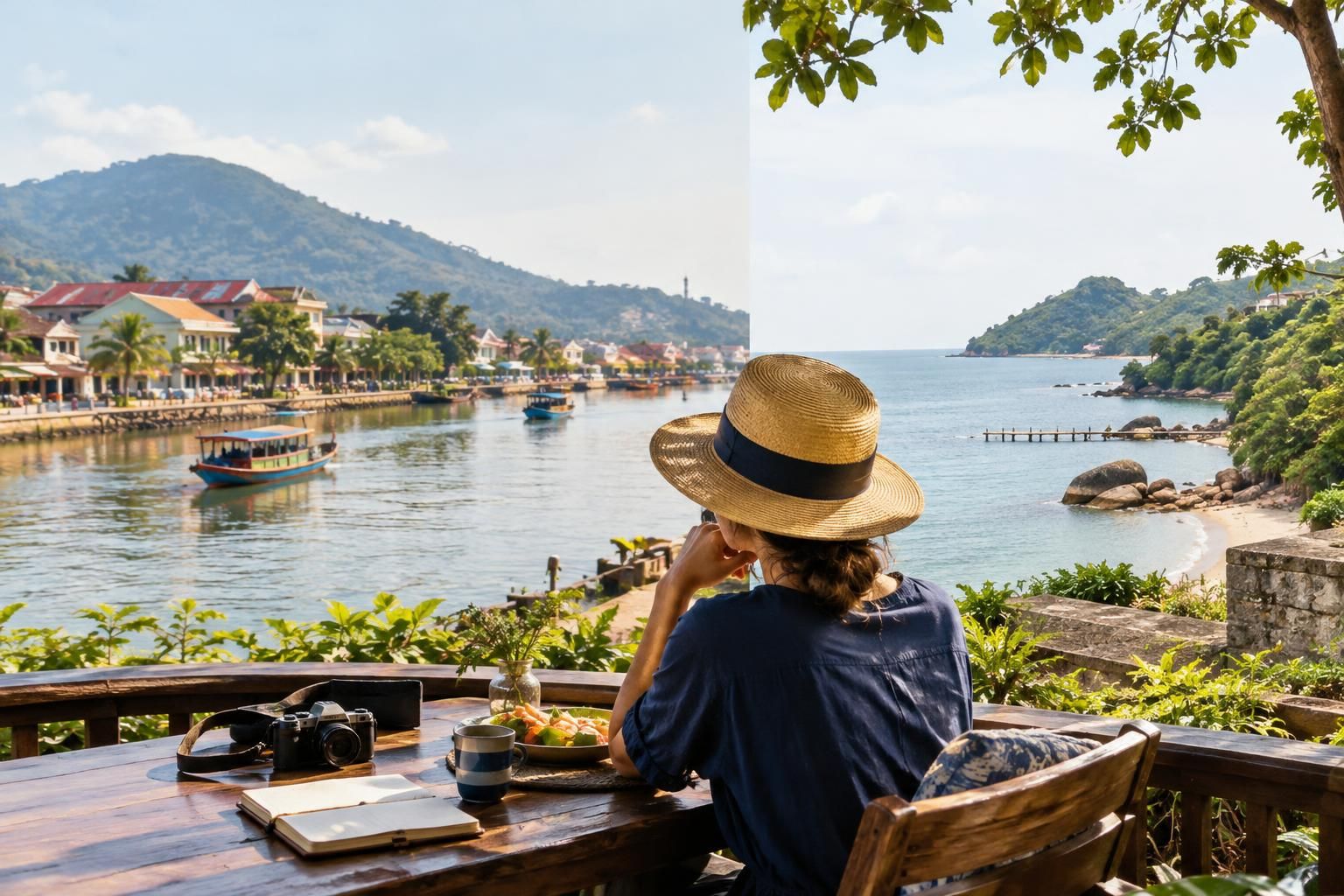 AI-generated travel illustration for Kampot or Kep: Choosing a Base for a Slow Coastal Stay in Cambodia