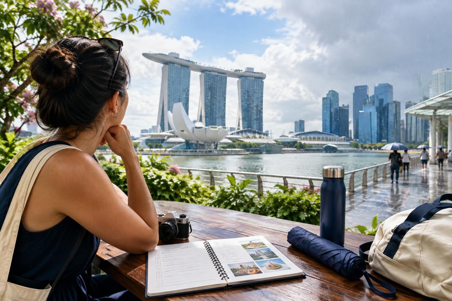 AI-generated travel illustration for How to Plan a Singapore City Break Around Heat and Tropical Showers
