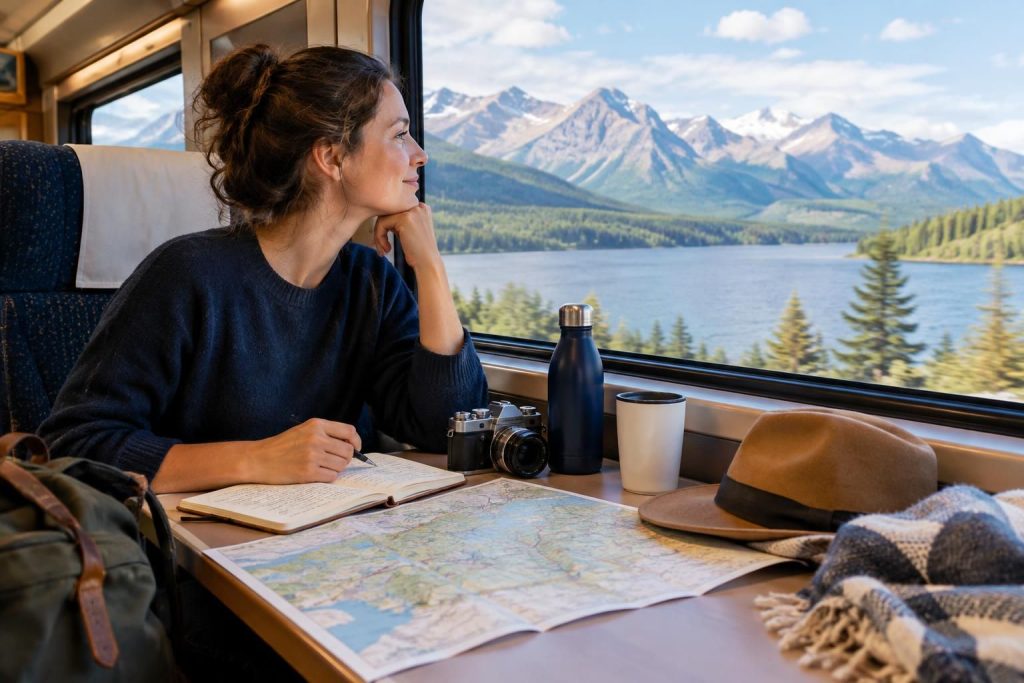 AI-generated travel illustration for How to Plan a Scenic Train Trip Around the Journey, Not Just the Destination