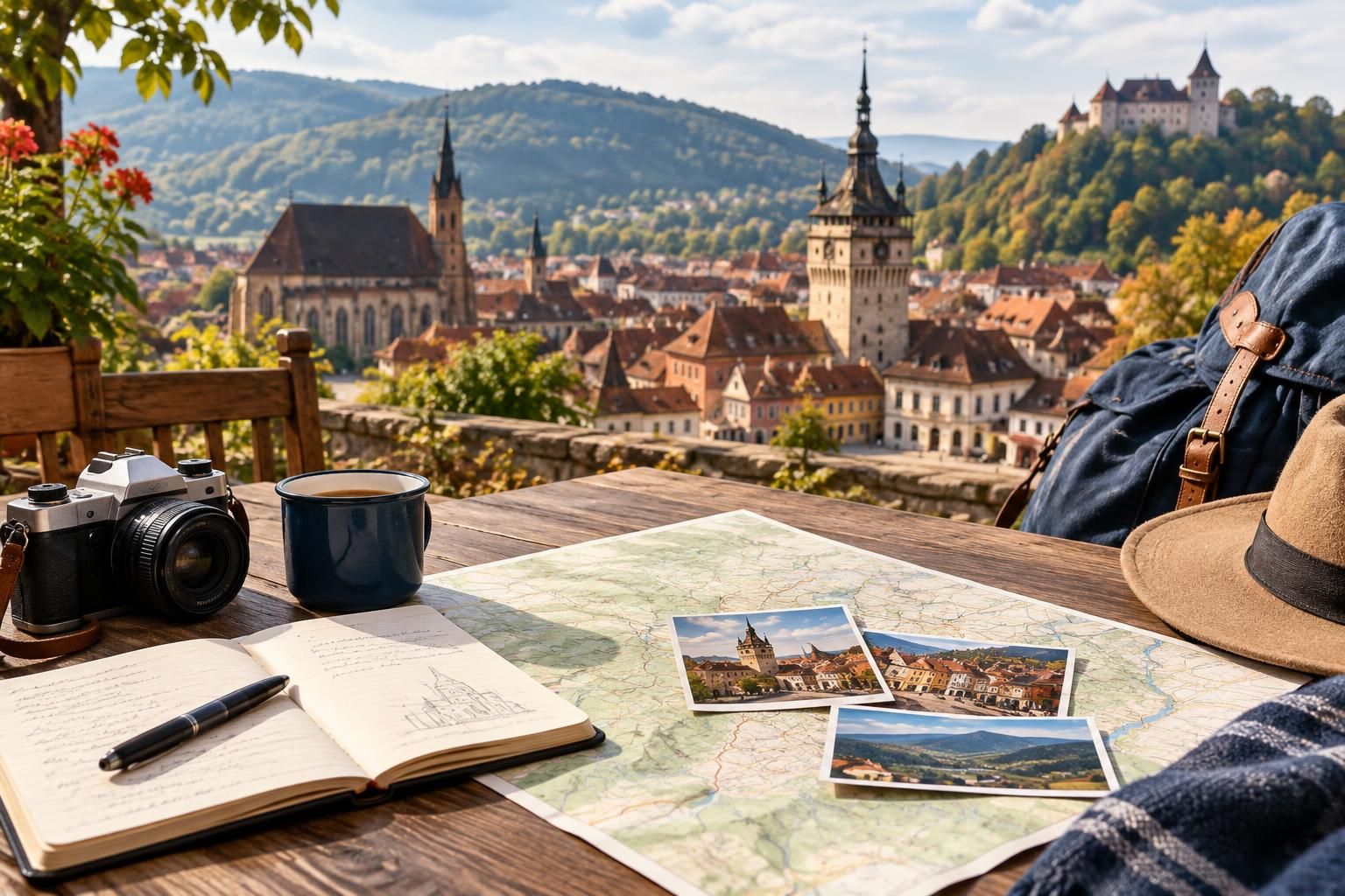 AI-generated travel illustration for A First Trip to Transylvania: Planning a Slow Journey Through Three Historic Towns