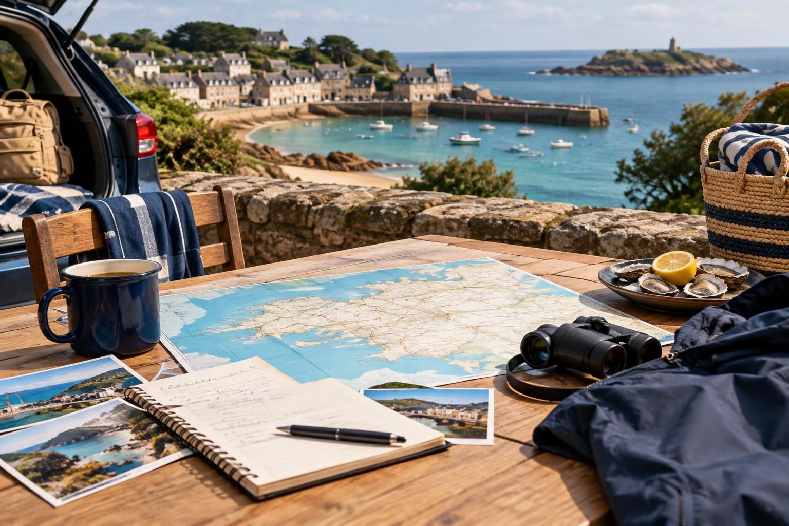 AI-generated travel illustration for A Week in Brittany: Planning a Coastal Road Trip Around Tides and Short Drives