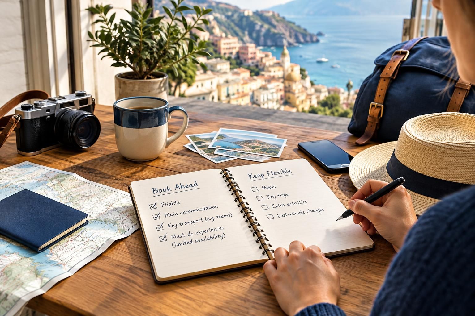 AI-generated travel illustration for What to Book Ahead and What to Leave Flexible When Planning a Trip