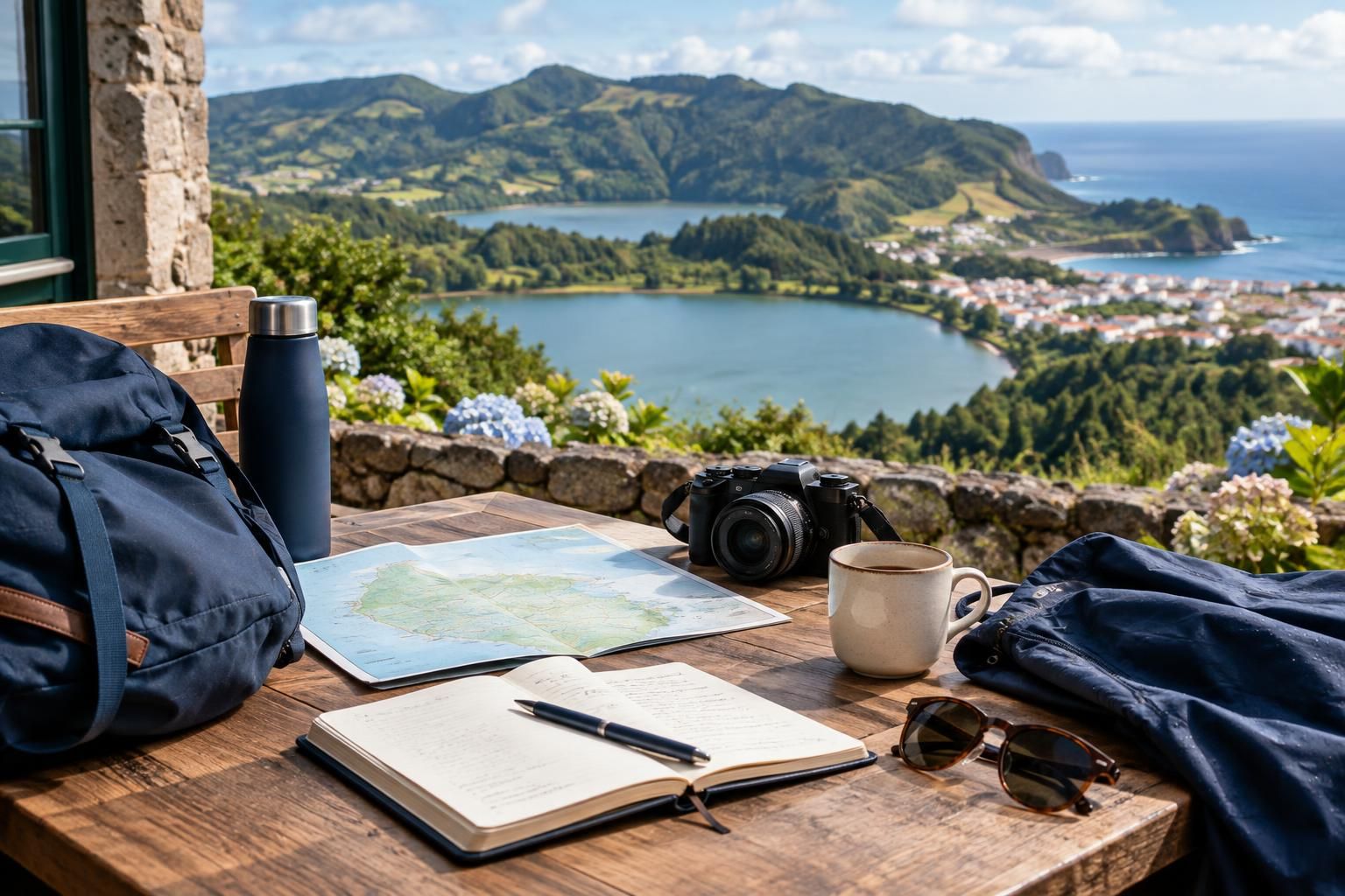 AI-generated travel illustration for São Miguel in the Azores: Planning a One-Base Island Holiday