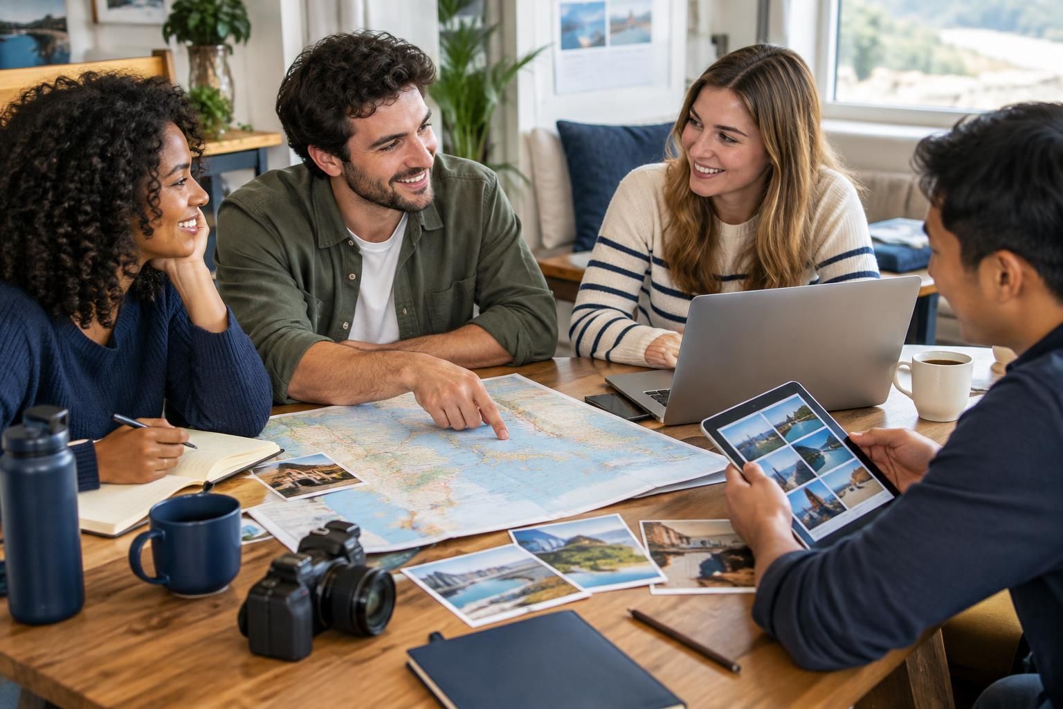 AI-generated travel illustration for How to Share Trip-Planning Tasks Without One Person Doing Everything