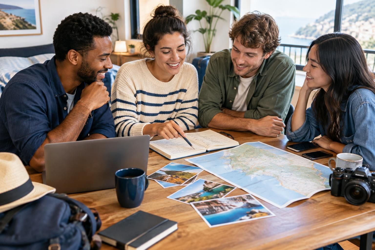 AI-generated travel illustration for How to Plan a Trip With Friends When Your Budgets Differ